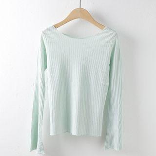V-neck Crisscross Ribbed Knit Top