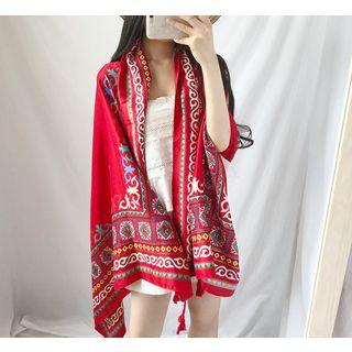 Printed Neck Scarf Red - One Size