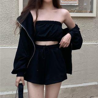 Zip Hoodie / Tube Top / Sweatshorts / Set