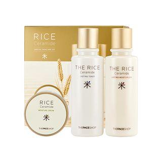 The Face Shop - Rice & Ceramide Special Set: Lasting Toner 150ml + Moisturizer 150ml + Moisture Cream 45ml 3pcs