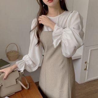 Plain Blouse / Spaghetti Strap Midi A-line Dress