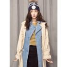 Detachable Denim-collar Drawstring-waist Coat