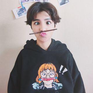 Print Fleece-lined Hoodie