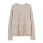 Round Neck Cable Knit Sweater Almond - One Size