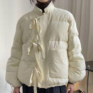 Frog-buttoned Tie-front Button Jacket