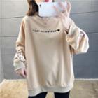 Cartoon & Letter Embroidered Pullover