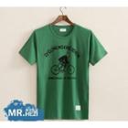 Short-sleeve Bicycle Print T-shirt