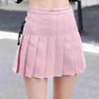 Side Lace-up Pleated A-line Skirt