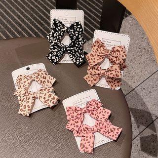 Set Of 2: Leopard Print Bow Hair Clip