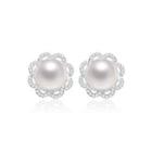 Sterling Silver Fashion And Elegant Freshwater Pearl Earrings With Cubic Zirconia Silver - One Size