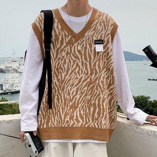 Zebra Pattern Knit Vest