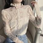 Lace Long-sleeve Shirt With Camisole