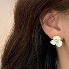 Sterling Silver Faux Pearl Flower Stud Earring 1 Pair - White - One Size
