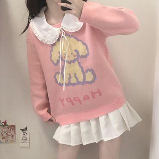 Dog Jacquard Sweater Pink - One Size