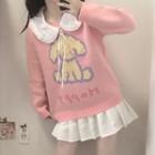 Dog Jacquard Sweater Pink - One Size