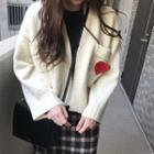 Heart Accent Open-front Cardigan