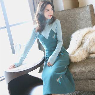 Mock Two Piece Sequins A-line Dress
