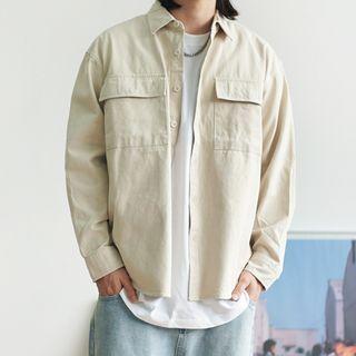 Plain Dual Pocket Long Sleeve Shirt