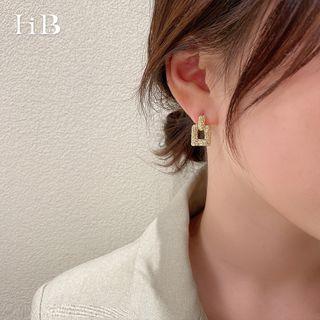 Square Alloy Dangle Earring 1 Pair - Gold - One Size
