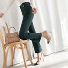 Button-accent Fleece Lined Dress Pants