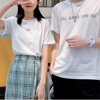 Couple Matching Set: Short-sleeve Lettering T-shirt