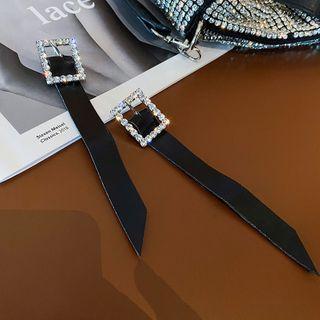 Rhinestone Buckle Drop Earring 1 Pair - Black - One Size