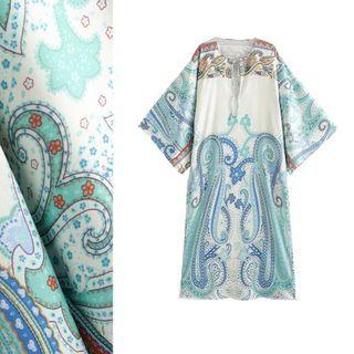 Paisley Print Bell Sleeve Dress