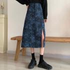 Tie-dye Split High-waist Midi Skirt