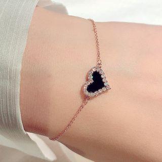 Heart Rhinestone Pendant Bracelet