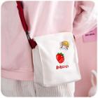 Embroidered Canvas Crossbody Bag Strawberry - White & Red - One Size