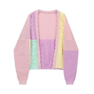 Panel Cardigan Pink & Yellow & Purple - One Size