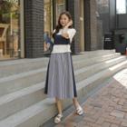 Stripe-panel Long T-shirt Dress