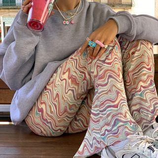 Wave Printed Boot Cut Pants