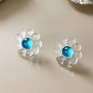 Clear Flower Stud Earring/clip-on Earring