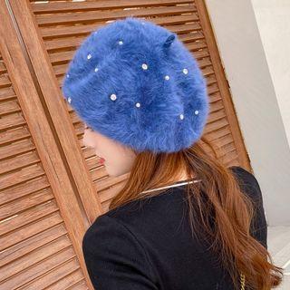 Embellished Chenille Beret Hat