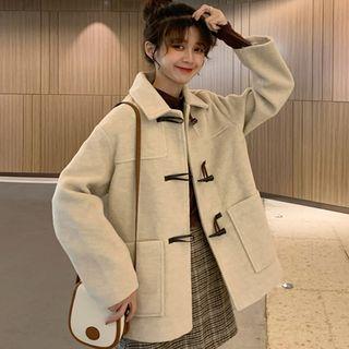 Oversize Woolen Toggle Coat Beige - One Size