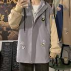 Cartoon Print Zip-up Hooded Jacket
