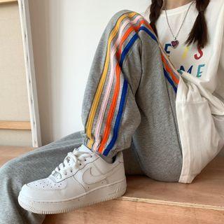 Striped Gathered Cuff Sweatpants
