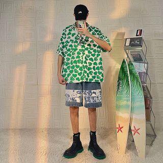 Short Sleeve Heart Pattern Shirt