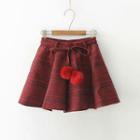 Pompom Plaid Mini A-line Skirt