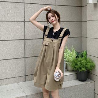 Lettering T-shirt + Wide-leg Jumpsuit