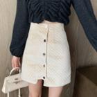 High Waist Quilted Mini A-line Skirt