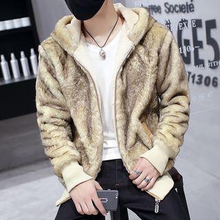 Hooded Fleece-lining Furry Jacket