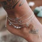 Alloy Shell & Wave Layered Anklet Silver - One Size