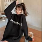 Round-neck Lettering Knit Sweater