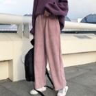 Corduroy Wide-leg Pants Ash Pink - One Size