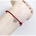 Chinese Characters Sterling Silver Red String Bracelet / Anklet