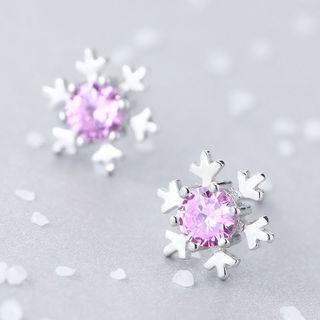 Rhinestone Snowflake Stud Earrings