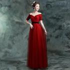 Off-shoulder Tie-back Evening Dress