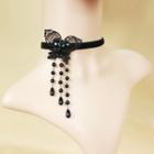 Lace Butterfly Fringed Choker Black - One Size